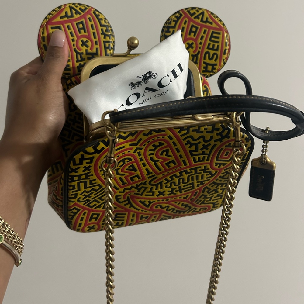 Coach Mini Bag with Yellow and Red Geometric Design
